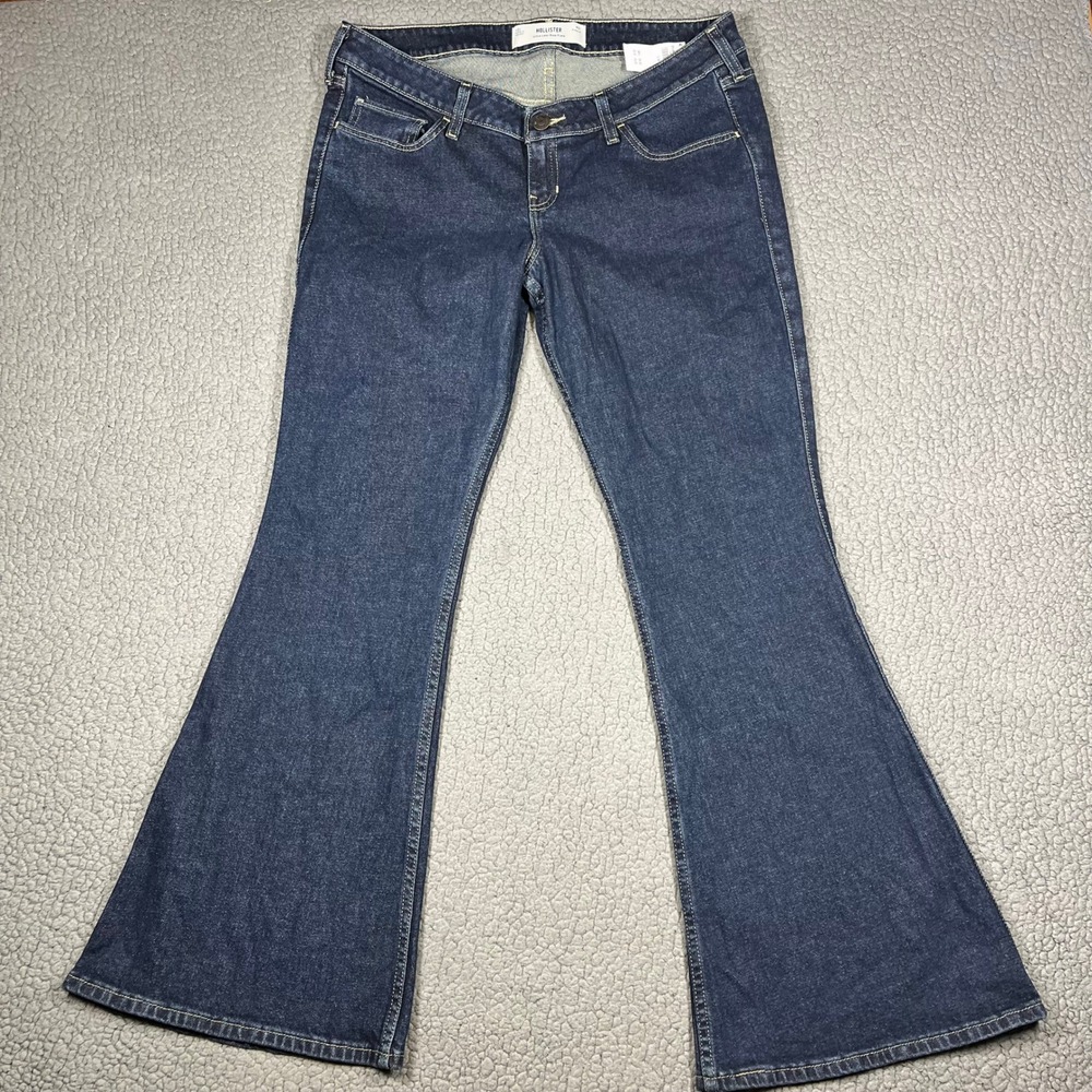 Hollister Ultra Low-Rise Flare Jeans Dark Wash Denim 12R W31 355-388-00127-276